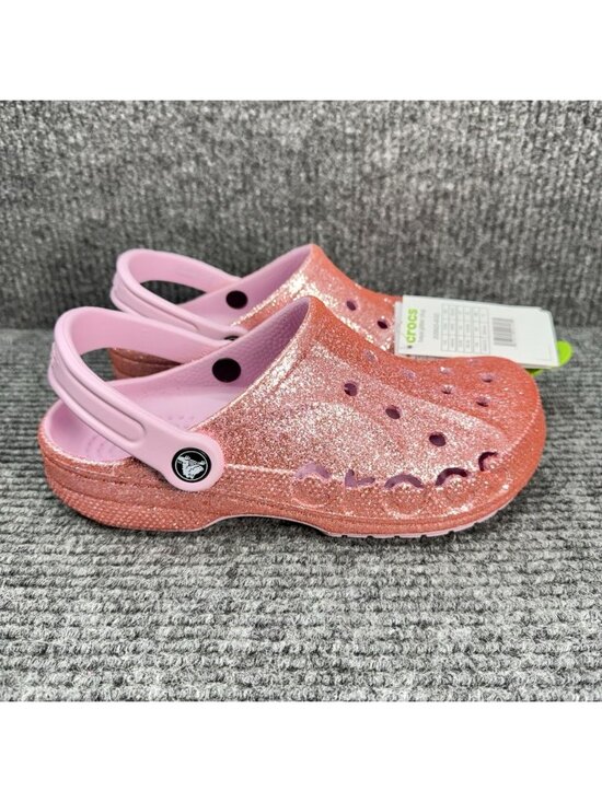 CROCS Shoes - Crocs Baya Glitter Clogs Womens 8 Ballerina Pink Sparkle Shoes Slip On NEW